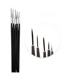 قلم طراحی ناخن دسته مشکی پک 5 عددی