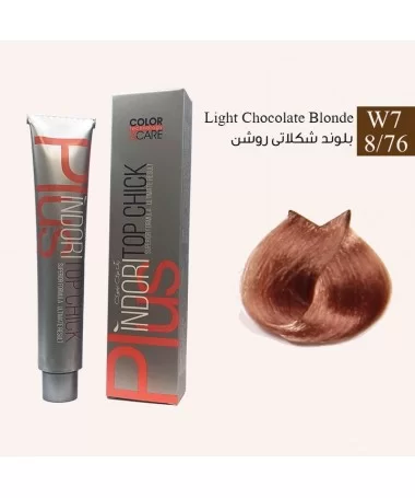 رنگ موی بلوند شکلاتی روشن ایندوری کد W7 8/76
