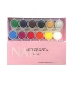 پک 12 عددی رنگ اکریلیک طراحی ناخن NAIL & ART WORLD