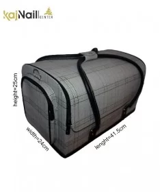 کیف لوازم کاشت ناخن طرح پیچازی طوسی بزرگ