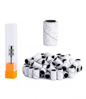 بسته 100 عددی سر سوهان کاغذی درجه 120 کره ای + پایه سر سوهان فلزی