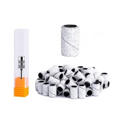 بسته 100 عددی سر سوهان کاغذی درجه 120 کره ای + پایه سر سوهان فلزی