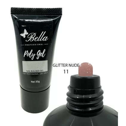 پلی ژل 30 میل نود شاین دار بلا BELLA 11 GLITTER NUDE