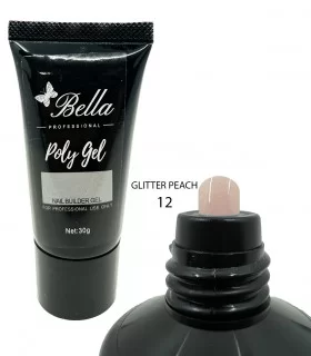 پلی ژل 30 میل هلویی شاین دار بلا BELLA 12 GLITTER PEACH