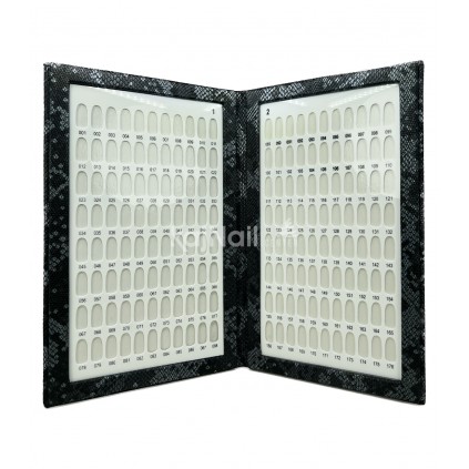 آلبوم کالیته ناخن چرم پوست ماری مشکی - نقره ای - 176 عددی