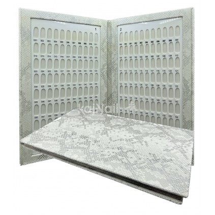 آلبوم کالیته ناخن چرم پوست ماری سفید طوسی - 176 عددی