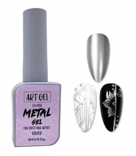 متال ژل لاکی آرت ژل نقره ای ART GEL