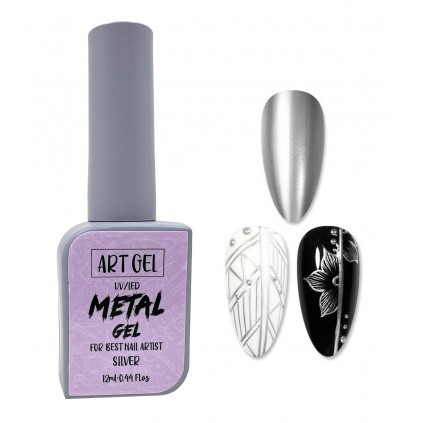 متال ژل لاکی آرت ژل نقره ای ART GEL