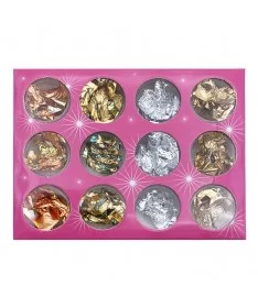 پک 12 عددی دیزاین ورق طلا، نقره، مس و برنز ناخن