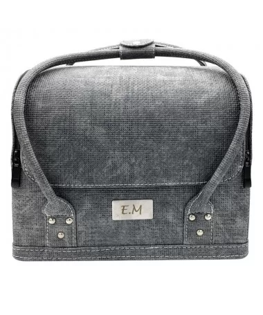 کیف لوازم کاشت ناخن چرم مصنوعی EM طوسی