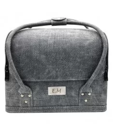 کیف لوازم کاشت ناخن چرم مصنوعی EM طوسی