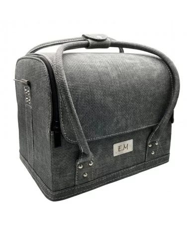 کیف لوازم کاشت ناخن چرم مصنوعی EM طوسی