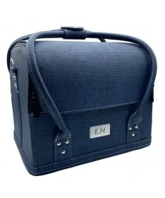 کیف لوازم کاشت ناخن چرم مصنوعی EM سورمه ای