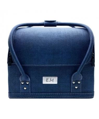 کیف لوازم کاشت ناخن چرم مصنوعی EM سورمه ای