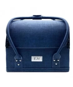 کیف لوازم کاشت ناخن چرم مصنوعی EM سورمه ای