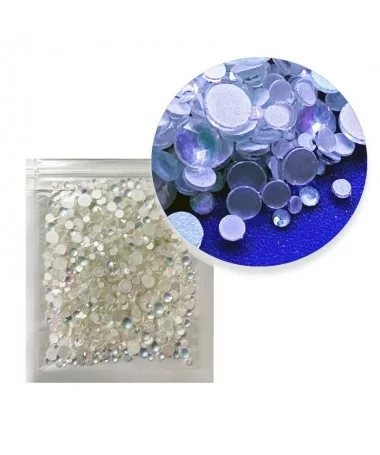 نگین ناخن شبرنگ سایزبندی سفید