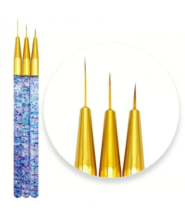 پک 3 عددی قلم طراحی ژاپنی ناخن نگین دار طلایی