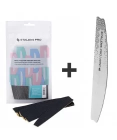 بیس فلزی سوهان دستی هلالی MBE-40 + پک 30 عددی یدک DFE-40-100 استالکس STALEKS